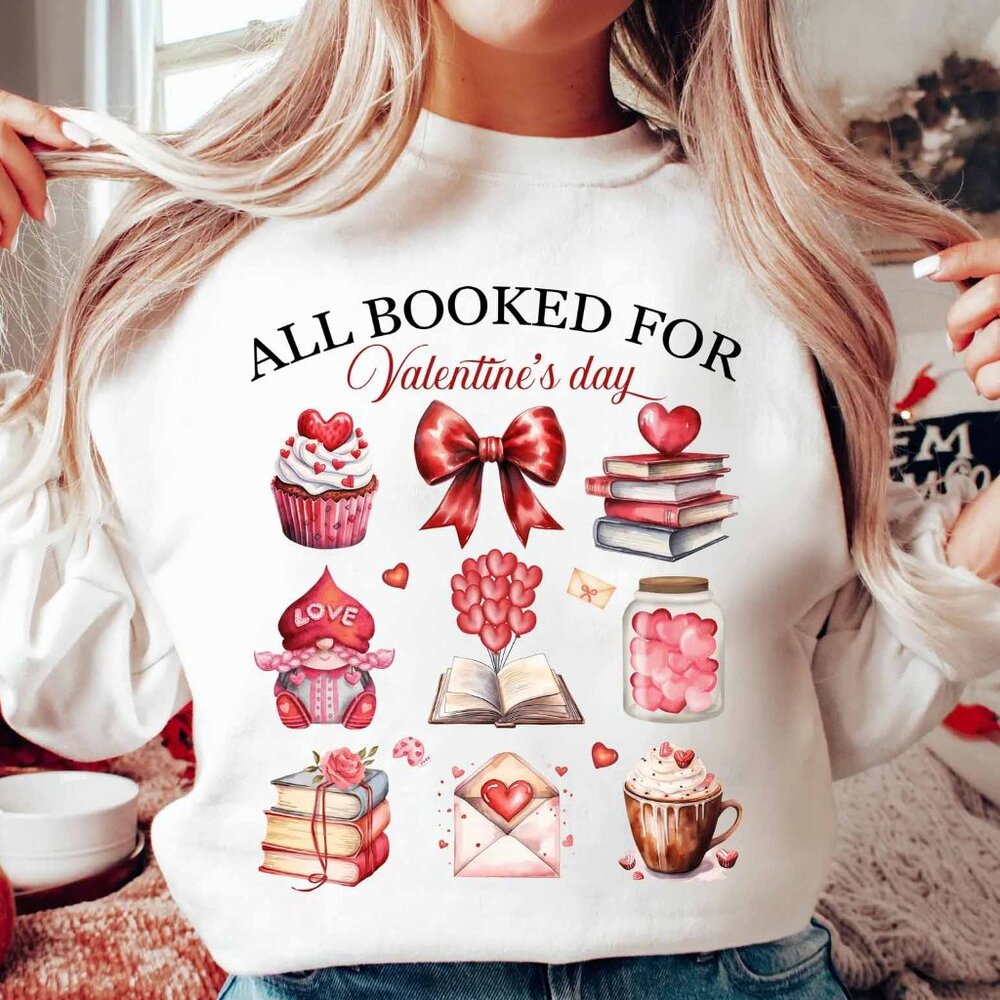 All Booked For Valentines T-Shirt, Teacher Valentine T-Shirt, Valentine T-Shirt - Picture 1 of 5